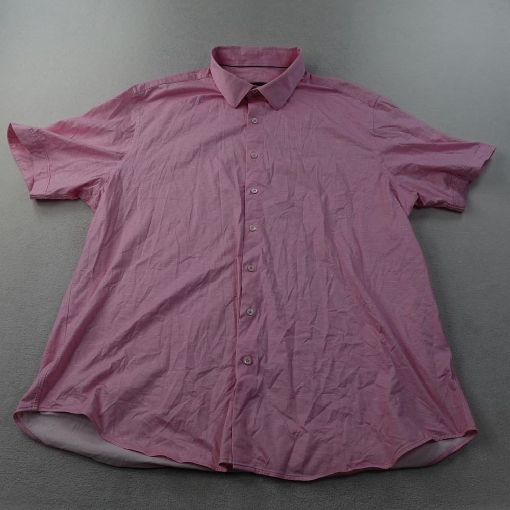 Bugatchi OoohCotton Tech Men's 3XL Pink 8-Way Stretch Short Sleeve Shirt